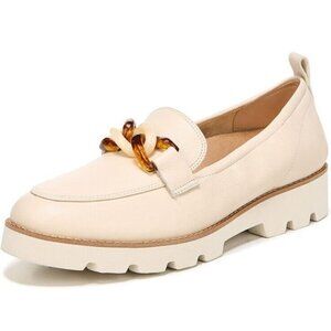 Vionic Charm Cynthia Lug Sole Slip‎ Cream Loafers Leather Shoes Womens 9 New